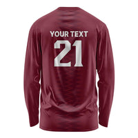 Qatar WC26 Custom Long Sleeve Shirt Maroon One Zigzag Pattern