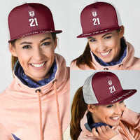 Qatar WC26 Custom Mesh Trucker Cap Maroon One Zigzag Pattern