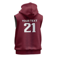 Qatar WC26 Custom Sleeveless Hoodie Maroon One Zigzag Pattern