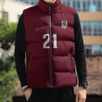 Qatar WC26 Custom Sleeveless Puffer Jacket Maroon One Zigzag Pattern