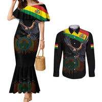 Bolivia Andean Condor Couples Matching Mermaid Dress and Long Sleeve Button Shirt Grunge Flag Motif