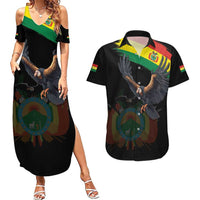 Bolivia Andean Condor Couples Matching Summer Maxi Dress and Hawaiian Shirt Grunge Flag Motif