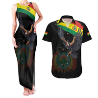 Bolivia Andean Condor Couples Matching Tank Maxi Dress and Hawaiian Shirt Grunge Flag Motif