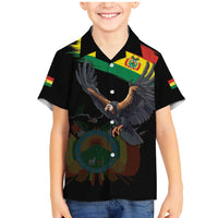 Bolivia Andean Condor Family Matching Mermaid Dress and Hawaiian Shirt Grunge Flag Motif