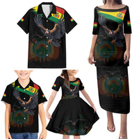Bolivia Andean Condor Family Matching Puletasi and Hawaiian Shirt Grunge Flag Motif