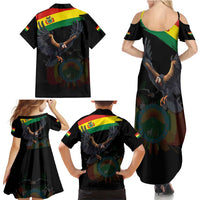 Bolivia Andean Condor Family Matching Summer Maxi Dress and Hawaiian Shirt Grunge Flag Motif