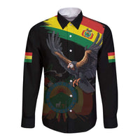 Bolivia Andean Condor Long Sleeve Button Shirt Grunge Flag Motif