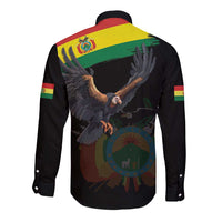 Bolivia Andean Condor Long Sleeve Button Shirt Grunge Flag Motif