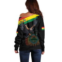 Bolivia Andean Condor Off Shoulder Sweater Grunge Flag Motif