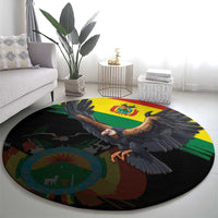 Bolivia Andean Condor Round Carpet Grunge Flag Motif