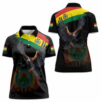 Bolivia Andean Condor Women Polo Shirt Grunge Flag Motif