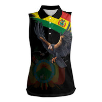 Bolivia Andean Condor Women Sleeveless Polo Shirt Grunge Flag Motif