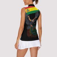 Bolivia Andean Condor Women Sleeveless Polo Shirt Grunge Flag Motif