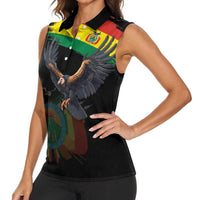 Bolivia Andean Condor Women Sleeveless Polo Shirt Grunge Flag Motif