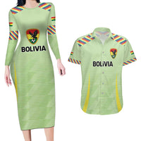 Bolivia Football Custom Couples Matching Long Sleeve Bodycon Dress and Hawaiian Shirt Wiphala Flag Pattern Spirit