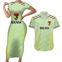 Bolivia Football Custom Couples Matching Short Sleeve Bodycon Dress and Hawaiian Shirt Wiphala Flag Pattern Spirit