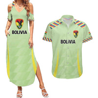 Bolivia Football Custom Couples Matching Summer Maxi Dress and Hawaiian Shirt Wiphala Flag Pattern Spirit