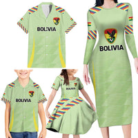 Bolivia Football Custom Family Matching Long Sleeve Bodycon Dress and Hawaiian Shirt Wiphala Flag Pattern Spirit