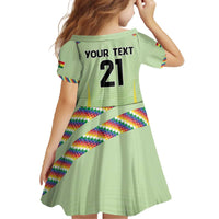 Bolivia Football Custom Family Matching Off The Shoulder Long Sleeve Dress and Hawaiian Shirt Wiphala Flag Pattern Spirit