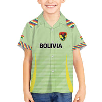 Bolivia Football Custom Family Matching Off The Shoulder Long Sleeve Dress and Hawaiian Shirt Wiphala Flag Pattern Spirit