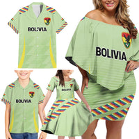 Bolivia Football Custom Family Matching Off Shoulder Short Dress and Hawaiian Shirt Wiphala Flag Pattern Spirit