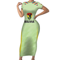 Bolivia Football Custom Family Matching Short Sleeve Bodycon Dress and Hawaiian Shirt Wiphala Flag Pattern Spirit