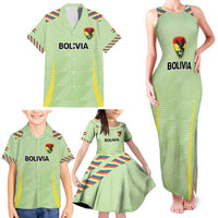 Bolivia Football Custom Family Matching Tank Maxi Dress and Hawaiian Shirt Wiphala Flag Pattern Spirit