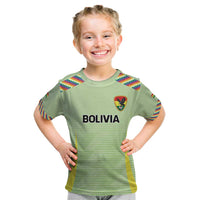 Bolivia Football Custom Kid T Shirt Wiphala Flag Pattern Spirit