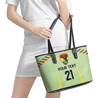Bolivia Football Custom Leather Tote Bag Wiphala Flag Pattern Spirit