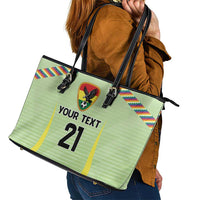 Bolivia Football Custom Leather Tote Bag Wiphala Flag Pattern Spirit