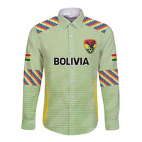 Bolivia Football Custom Long Sleeve Button Shirt Wiphala Flag Pattern Spirit