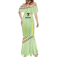 Bolivia Football Custom Mermaid Dress Wiphala Flag Pattern Spirit