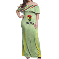 Bolivia Football Custom Off Shoulder Maxi Dress Wiphala Flag Pattern Spirit