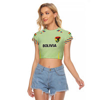 Bolivia Football Custom Raglan Cropped T Shirt Wiphala Flag Pattern Spirit