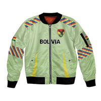 Bolivia Football Custom Sleeve Zip Bomber Jacket Wiphala Flag Pattern Spirit