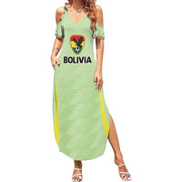 Bolivia Football Custom Summer Maxi Dress Wiphala Flag Pattern Spirit