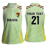 Bolivia Football Custom Women Sleeveless Polo Shirt Wiphala Flag Pattern Spirit