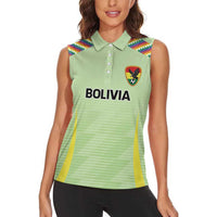 Bolivia Football Custom Women Sleeveless Polo Shirt Wiphala Flag Pattern Spirit