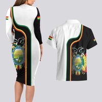 Bolivia Simple Coat of Arm Couples Matching Long Sleeve Bodycon Dress and Hawaiian Shirt