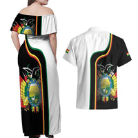 Bolivia Simple Coat of Arm Couples Matching Off Shoulder Maxi Dress and Hawaiian Shirt