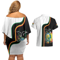 Bolivia Simple Coat of Arm Couples Matching Off Shoulder Short Dress and Hawaiian Shirt