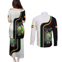 Bolivia Simple Coat of Arm Couples Matching Puletasi and Long Sleeve Button Shirt