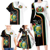 Bolivia Simple Coat of Arm Family Matching Long Sleeve Bodycon Dress and Hawaiian Shirt