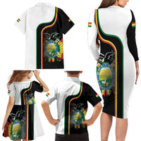 Bolivia Simple Coat of Arm Family Matching Long Sleeve Bodycon Dress and Hawaiian Shirt
