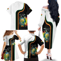 Bolivia Simple Coat of Arm Family Matching Off The Shoulder Long Sleeve Dress and Hawaiian Shirt