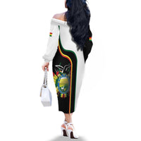 Bolivia Simple Coat of Arm Family Matching Off The Shoulder Long Sleeve Dress and Hawaiian Shirt