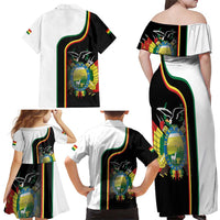 Bolivia Simple Coat of Arm Family Matching Off Shoulder Maxi Dress and Hawaiian Shirt
