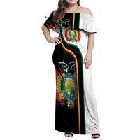 Bolivia Simple Coat of Arm Family Matching Off Shoulder Maxi Dress and Hawaiian Shirt