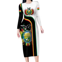 Bolivia Simple Coat of Arm Long Sleeve Bodycon Dress