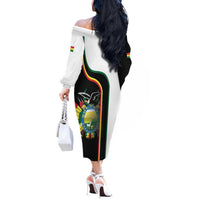 Bolivia Simple Coat of Arm Off The Shoulder Long Sleeve Dress